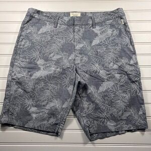 7Diamonds Verve Performance Shorts Mens Sz 33 (FITS 34) Slate Gray Tropical Leaf